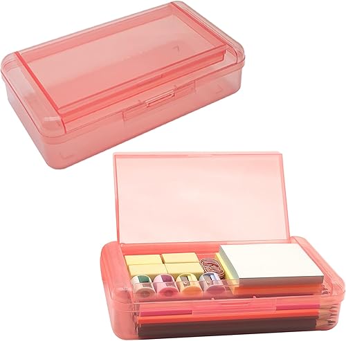 Caja de lápices, 1 caja de lápices transparente de doble capa, estuche de plástico de gran capacidad, estuche para lápices con tapa hermética, caja