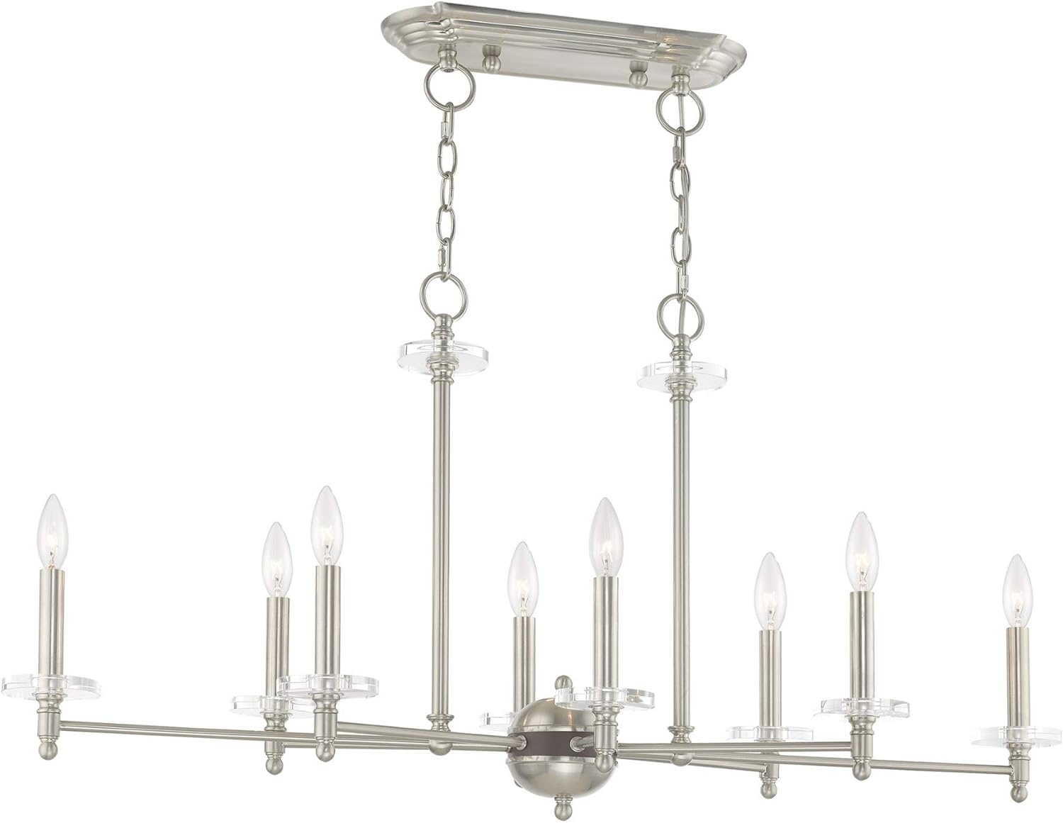 Bеѕt Cуbеr Mоndау 🔥 Livex Lighting 42708-91 Bancroft - Eight Light Linear Chandelier, Brushed Nickel Finish with Clear Bobeche Crystal