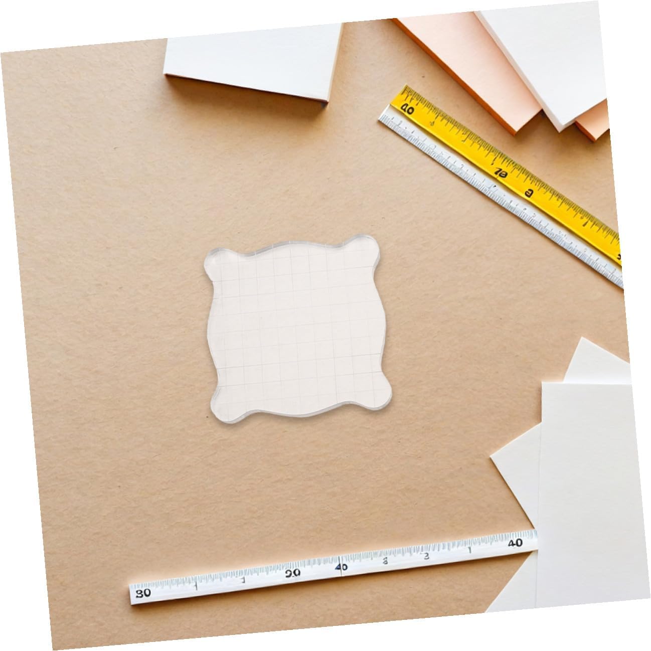 4pcs Acrylic Stamp Blocks Set with Grid Lines for Accurate Positioning, Stamping Platform Compatible with Multiple Stamps, for Card Making and Scrapbooking Crafts