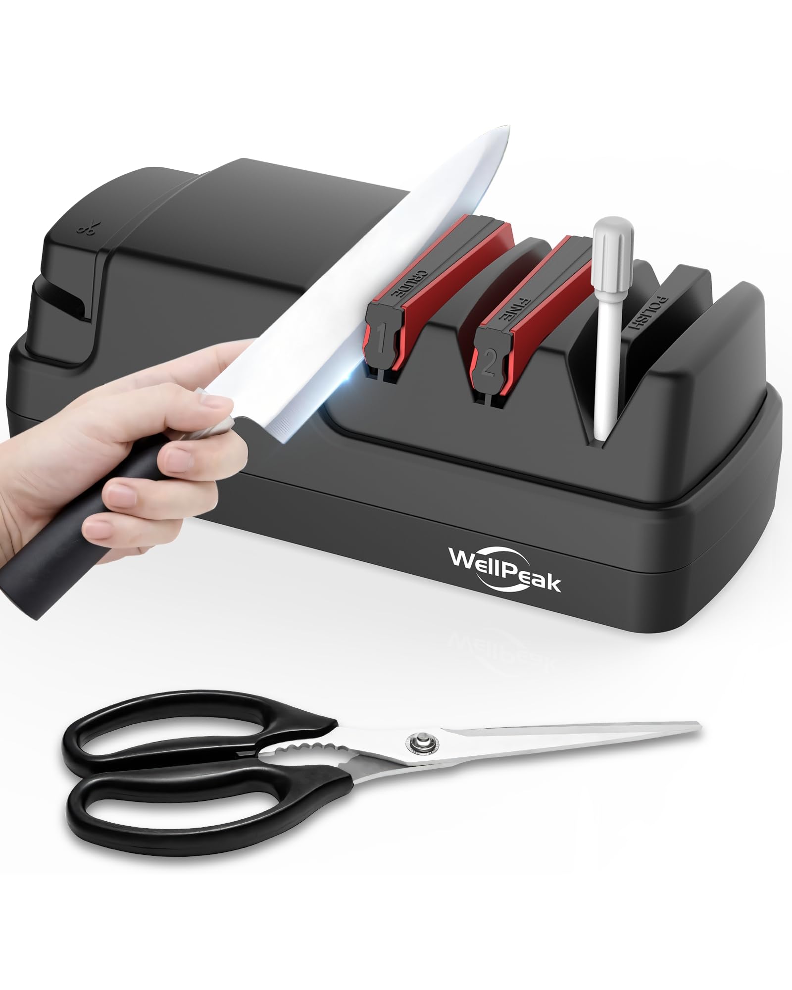 WELLPEAK 4-Stage Professional Electric Knife & Scissor Sharpener
