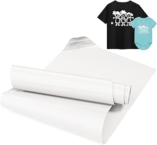 LIKCUT Heat Transfer Vinyl White for T-Shirts 12" x 8ft Iron on Vinyl Roll Compatible All Cutter Machine, HTV Heat Press Vinyl-Easy to Cut & Weed for Fabric Design