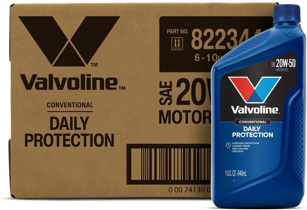 Valvoline Daily Protection SAE 20W-50 Conventional Motor Oil 1 QT, Case of 6