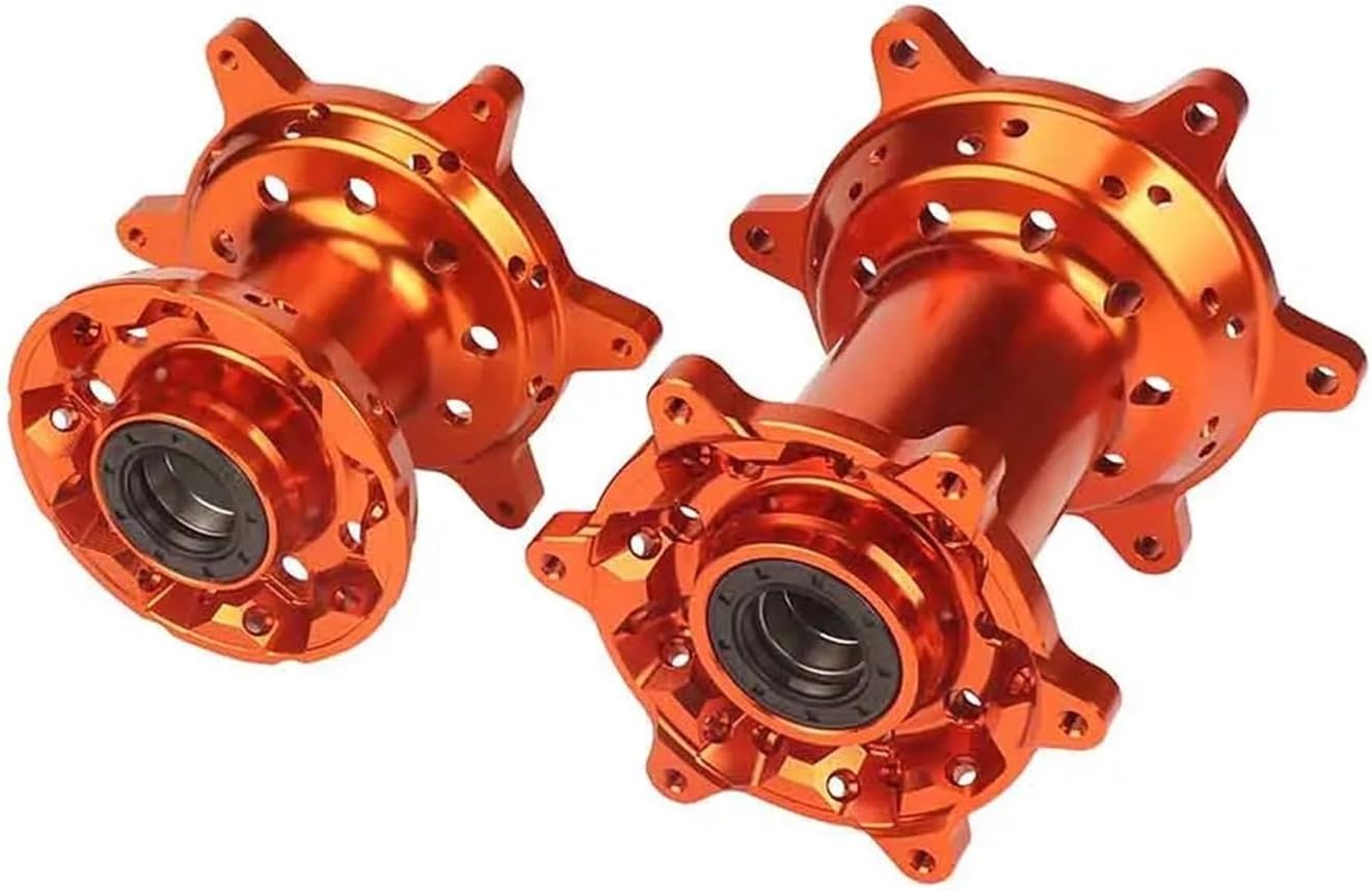 CNC Motorcycle Front and Rear Wheel Hubs Compatible with 125CC-530CC EXC EXCF SXF XCW SX TE FE TC FC FX TX Dirt Bike(Orange)