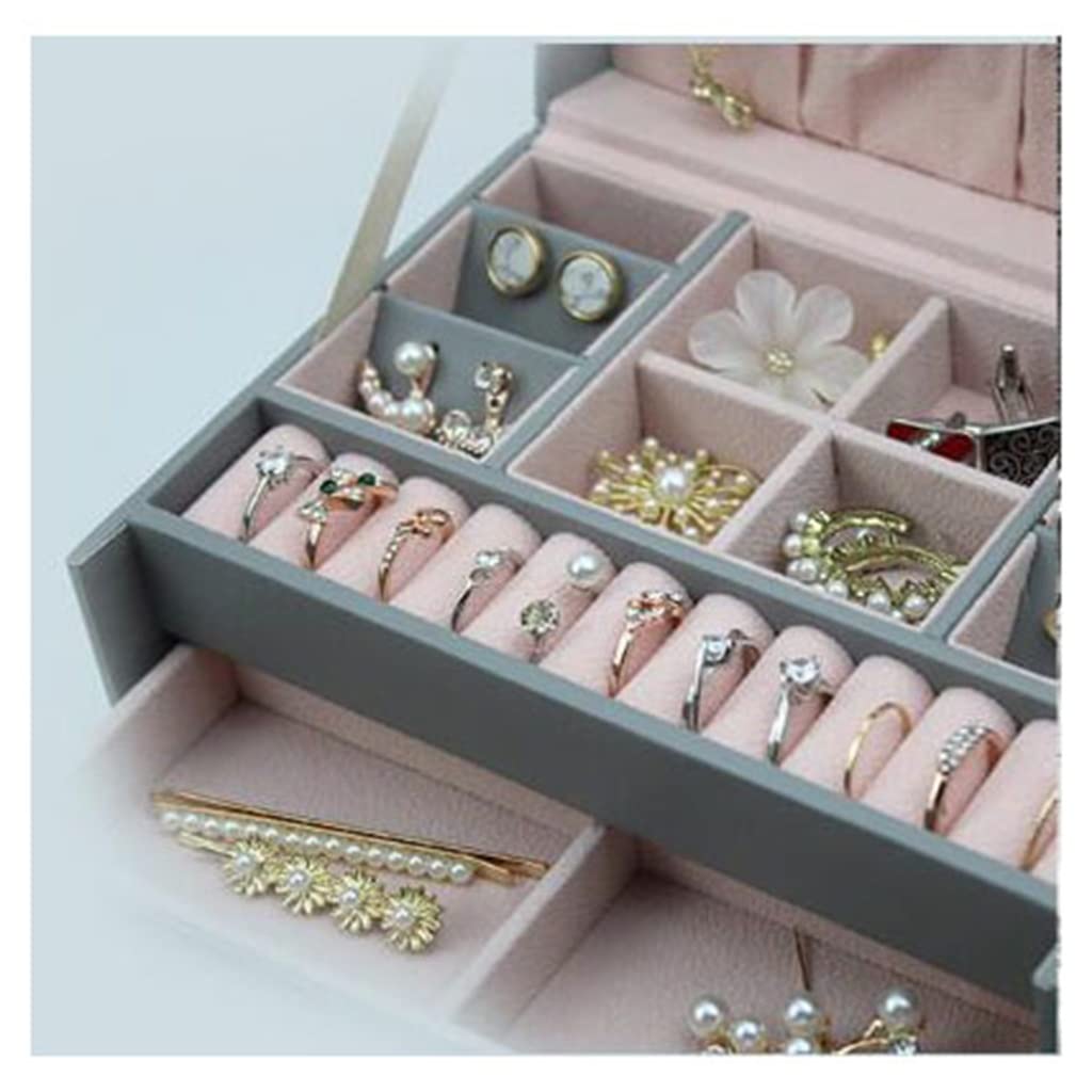 Joyero Organizador Anillo Grande Collar Exhibición Maquillaje Titular Casos Joyero de Cuero (Color : White)
