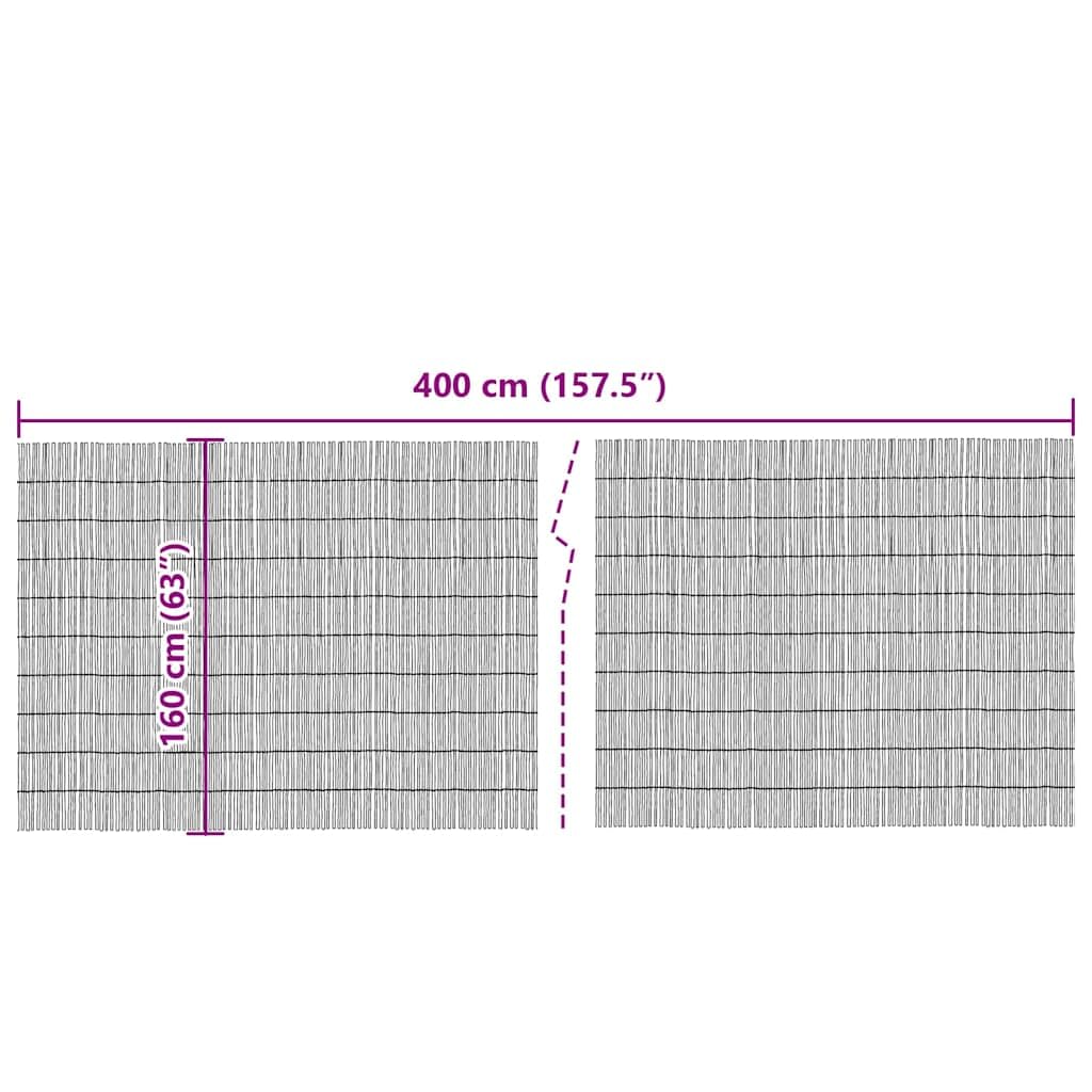 Valla de jardín natural de juncos, 400 x 160 cm, resistente a la intemperie, elemento de protección visual para terraza, balcón y jardín con tamaños flexibles, fácil montaje