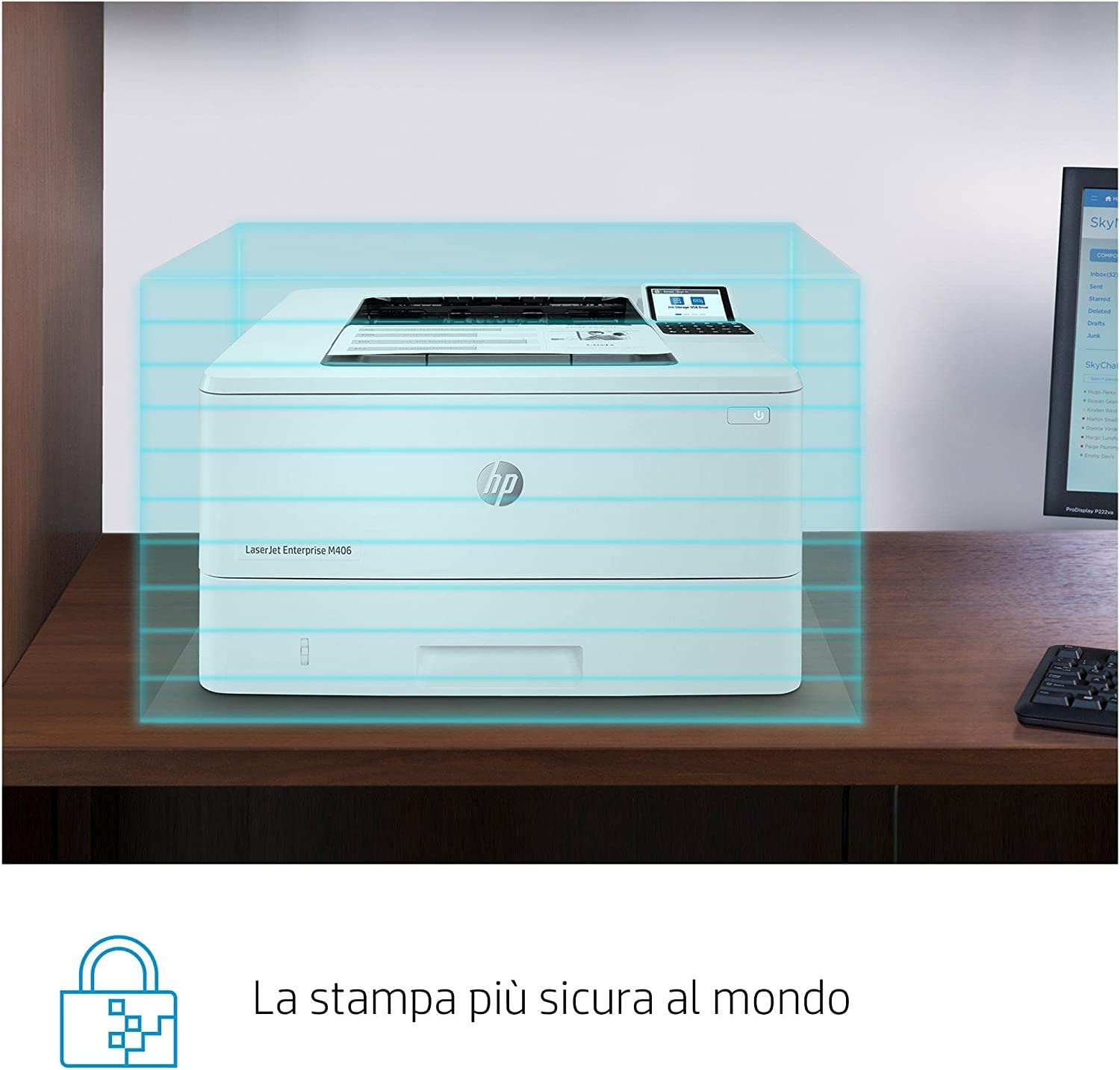 HP LaserJet Enterprise M406dn Stampante Multifunzione A4 b/n 40 ppm USB Gigabit Ethernet Touch LCD 6,75 cm Fax ADF Bianca