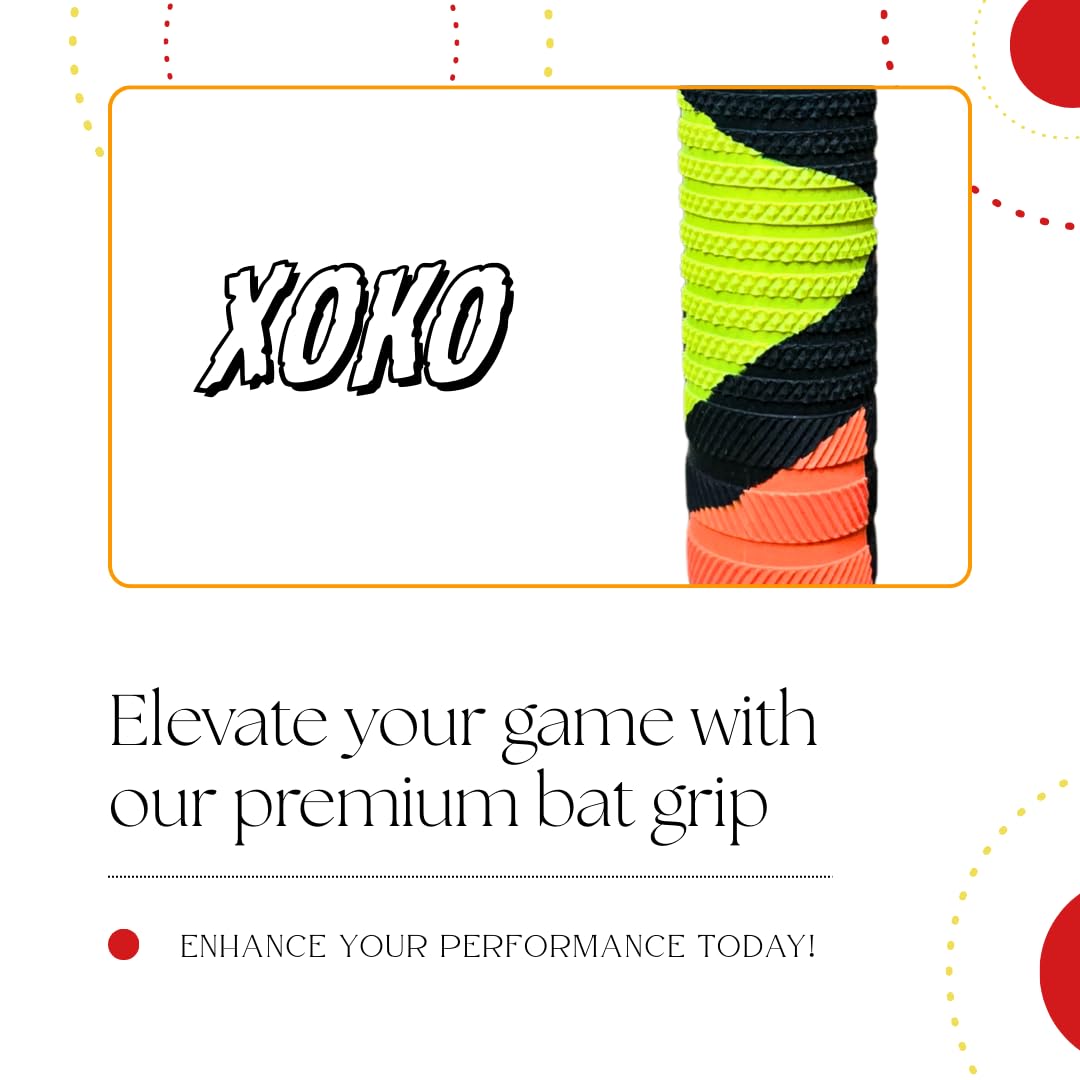 XOKO Premium Cricket Bat Grip | Anti-Slip | Ultra Tacky | Multicolor | Pack of 4 | Durable Comfortable Grip for Enhanced Control BLACK GRIP 1