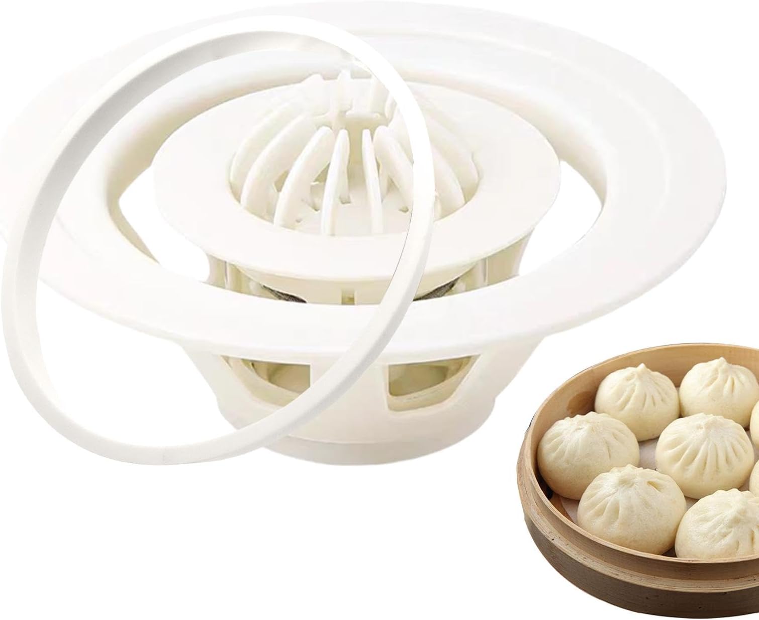 Food Grade Baozi Dumpling Maker, Manual Dumpling Maker with Cutter, Manual Pasta Molds and Stamps, Multipurpose Dumpling Machine 7.09x3.54 for Buns, Dumplings or Siu Mai (White, Black)