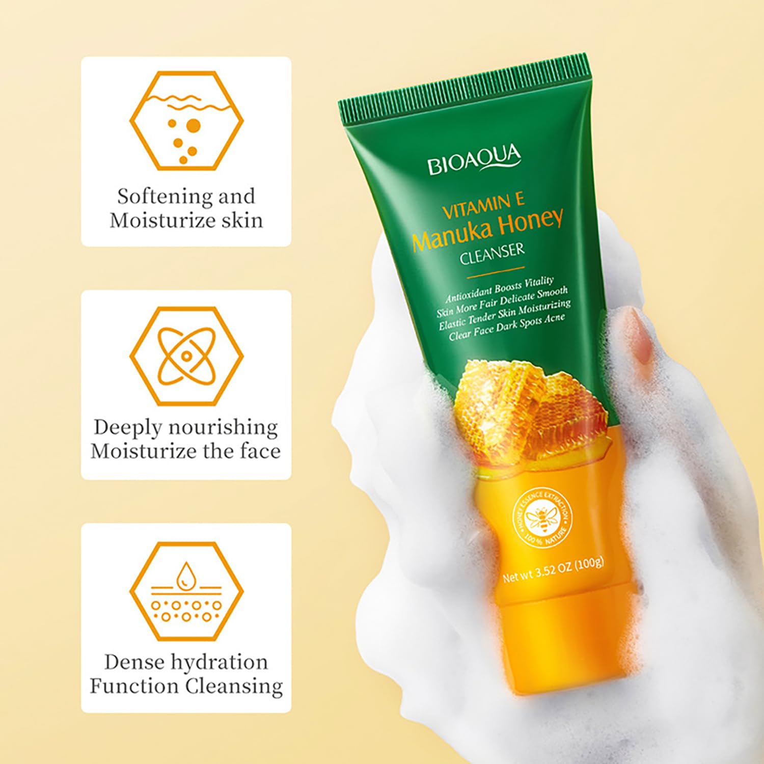 Amazon.com: BIOAQUA Manuka Honey Facial Cleanser Vitamin E Deep