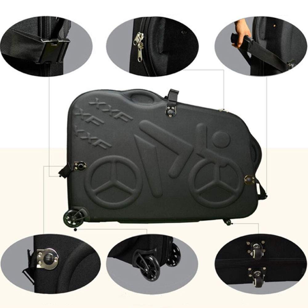 Fahrradladebox Eva Hardbox Rennrad Mountainbike wasserdichte Frachtverpackungsbox mit Rollrad-Reisebox Kompatibel mit 700C 26-Zoll / 27,5-Zoll-Rennrad
