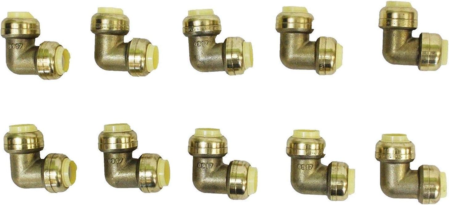3/4" Push Fit Elbow Connection Fittings 10 Pack Brass Fitting Tees Water Tool Bite Connects
