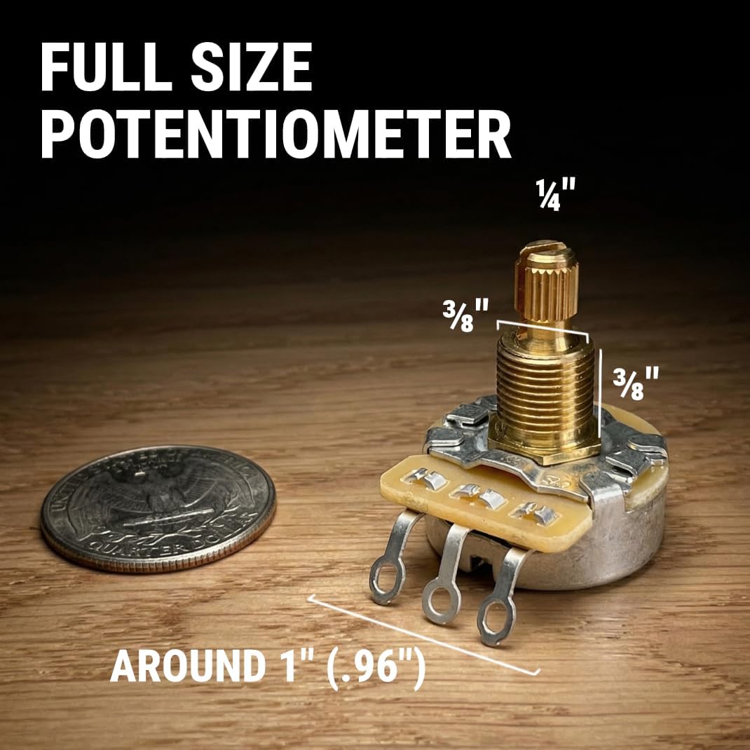 The Art Of Tone 525k CTS Guitar Potentiometer - Custom Short Split Shaft, Audio Taper, 10% Tolerance (4x)