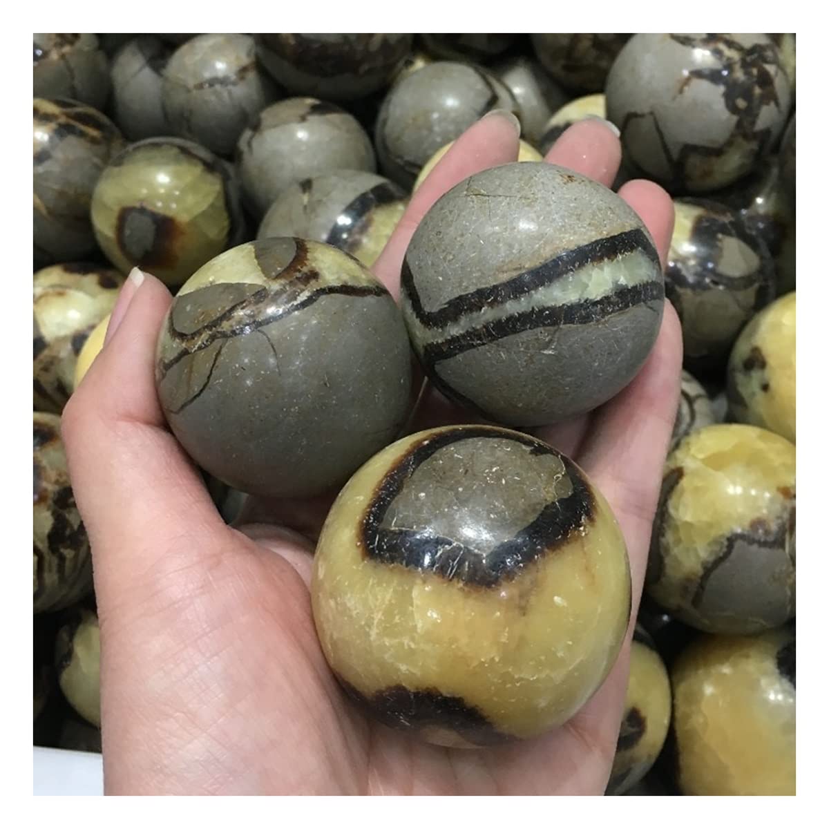 Esfera Septarium de 40mm: Set de 3 bolas de piedra natural para decoración del hogar