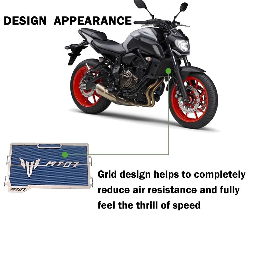 Filet Protection Radiateur Yamaha MT07 MT-07 2018-2023 - Grille Aluminium Pour Réservoir D'Eau, Calandre - 10