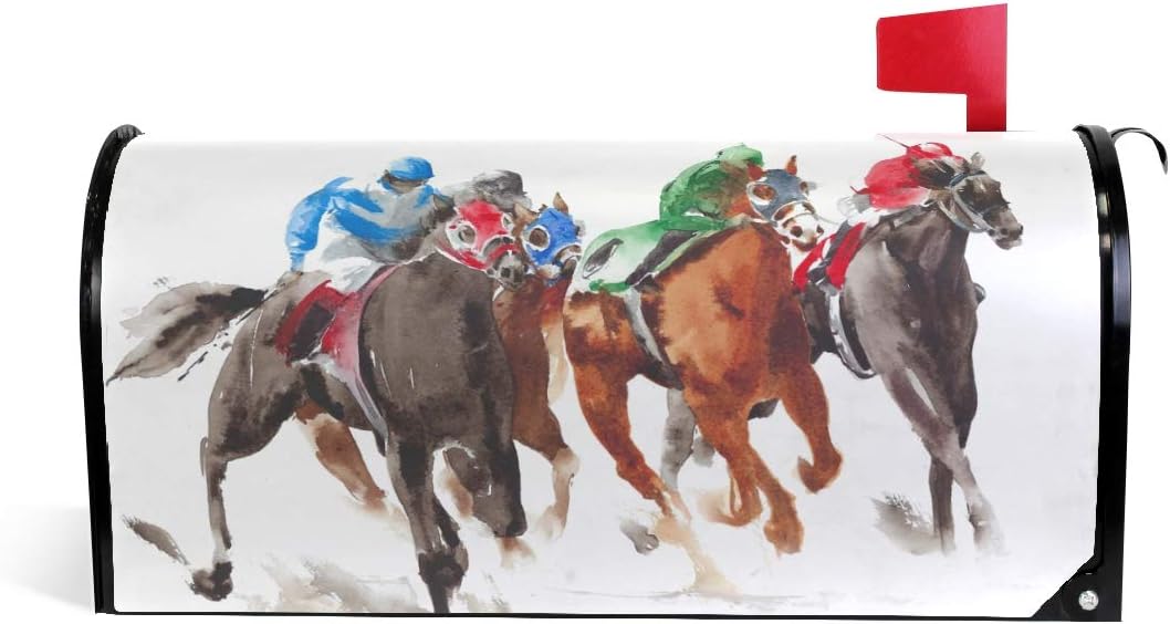 ZZKKO Happy New Year Winter Snow Cute Sheep Mailbox Covers Magnetic Seasonal Colorful Pattern Home Houses Decorations,25.5x20.8 Inch Large Size,Multicolor