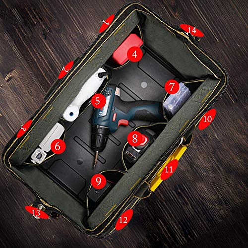 image for HmiL-U Tool Bag 16-inch Upgraded with PVC Base Tool Storage Bag Multi-