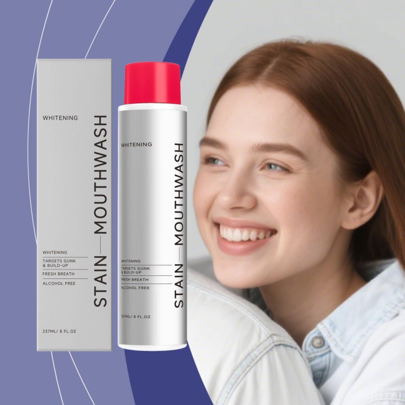 Płyn do mycia ust Stain Whitening Mouthwash do usuwania płytki nazębnej pomaga zmniejszyć plamy na powierzchni zębów, zapewniając świeży oddech, świeży i długotrwały zapach, płyn do płukania jamy