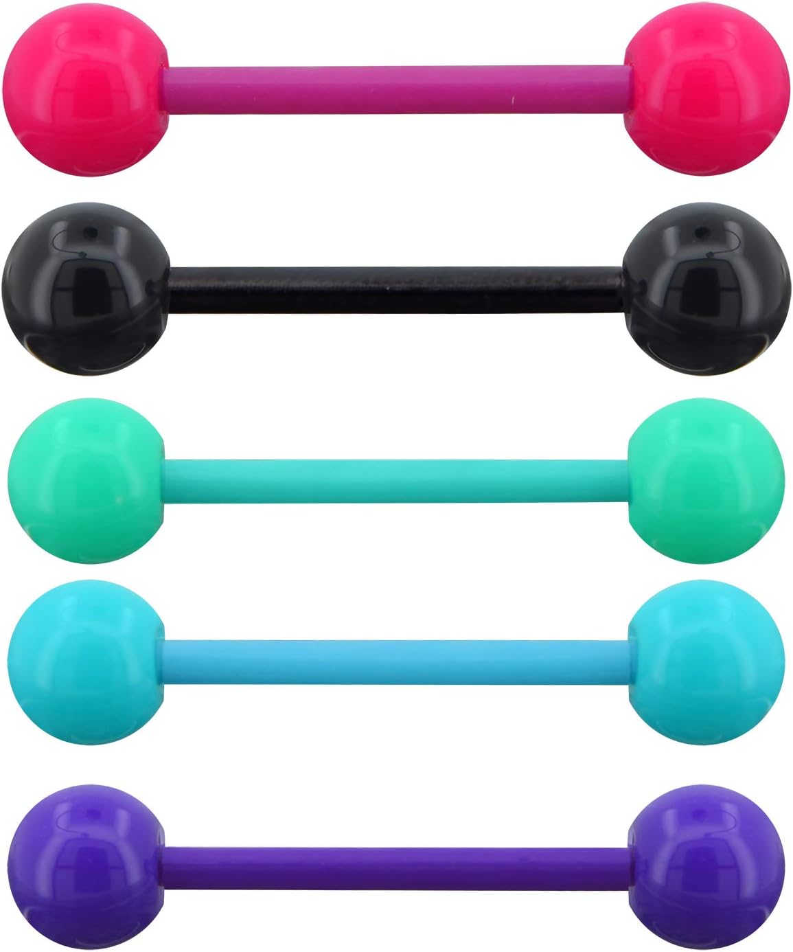 14G 5PCS Soft Acrylic Tongue Rings Barbell Colorful Tongue Barbell Piercing for Women