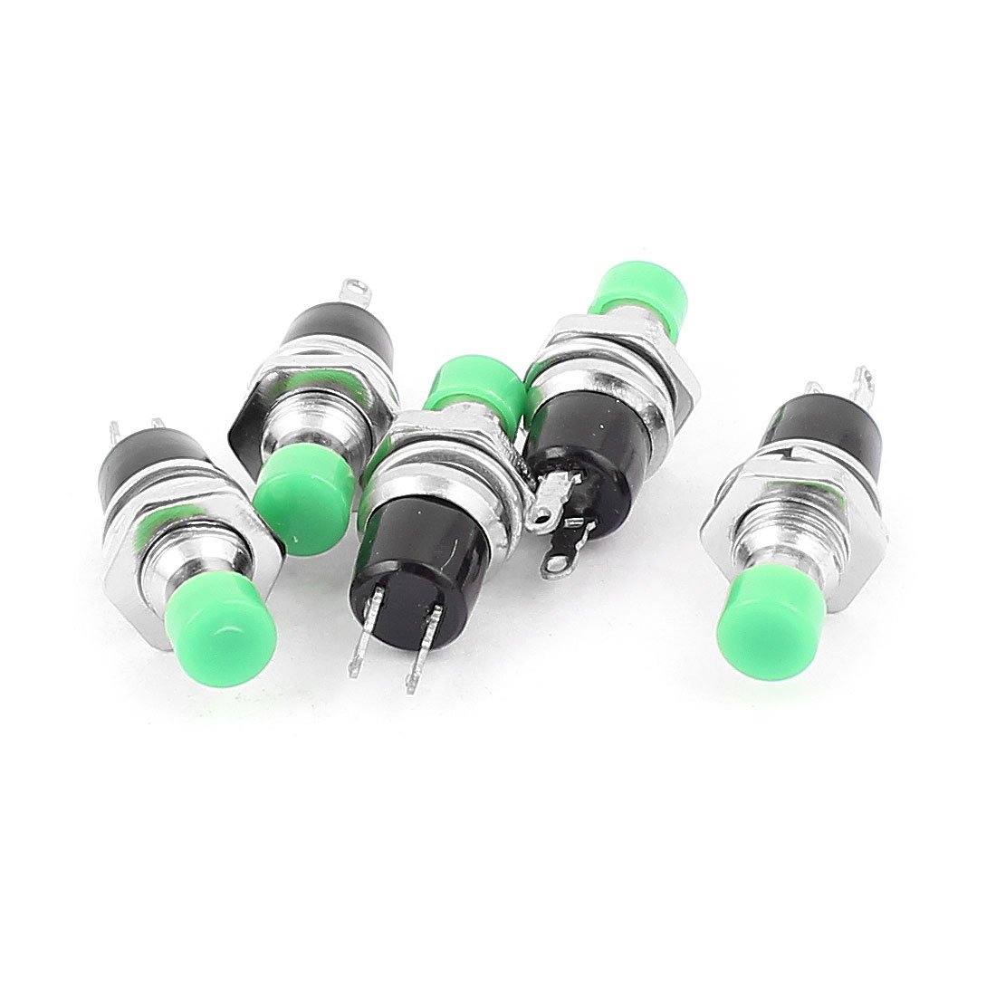 Aexit 5Pcs AC Wall Switches 250V 1A Panel Mount SPST Momentary Push Button Dimmer Switches Switch Green