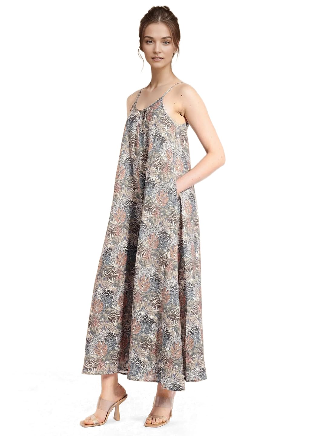 rareism Flared Floral Print Maxi Dress-picture-36