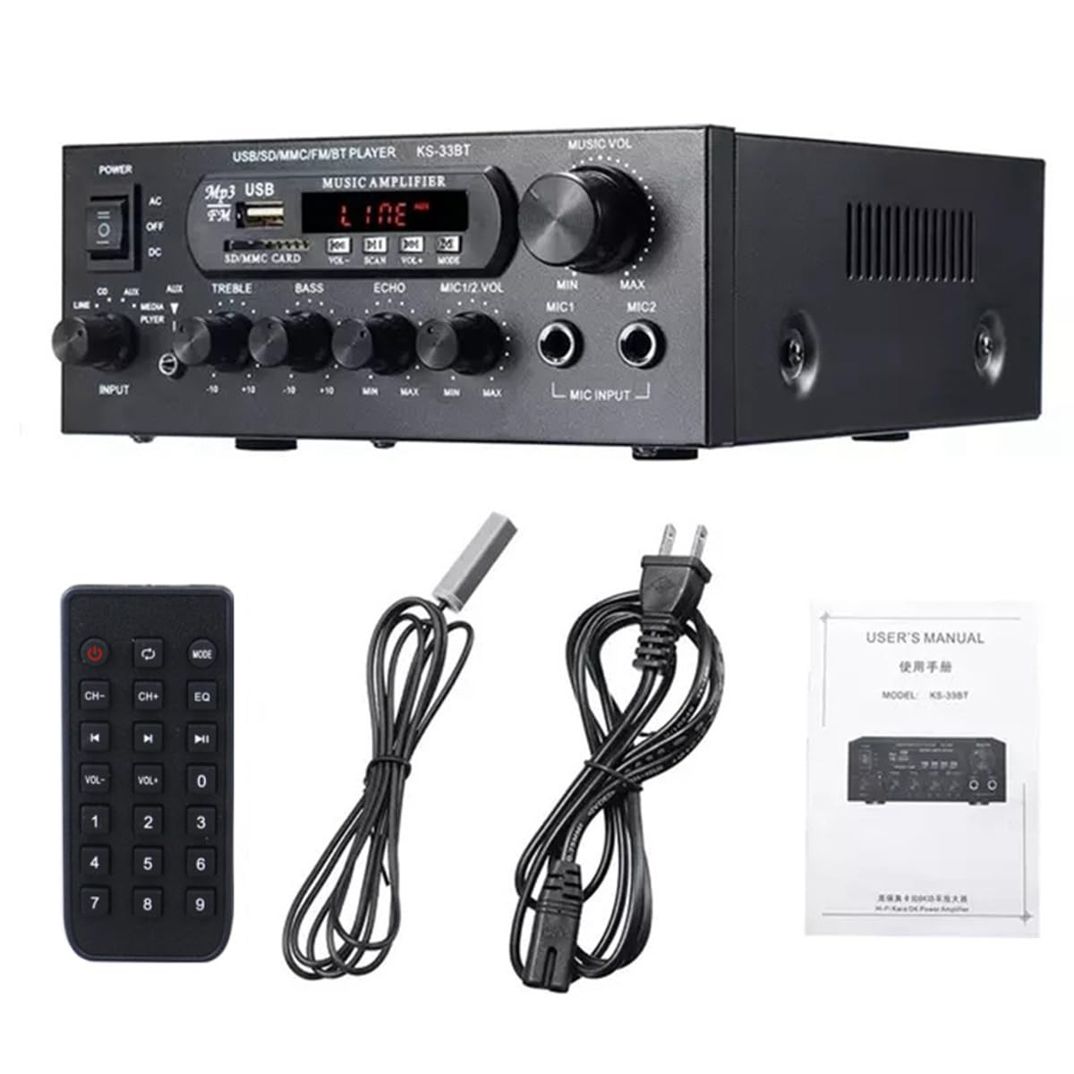 Amplificateur audio numérique bluetooth 1200W home cinéma et radio FM 33BT - 8