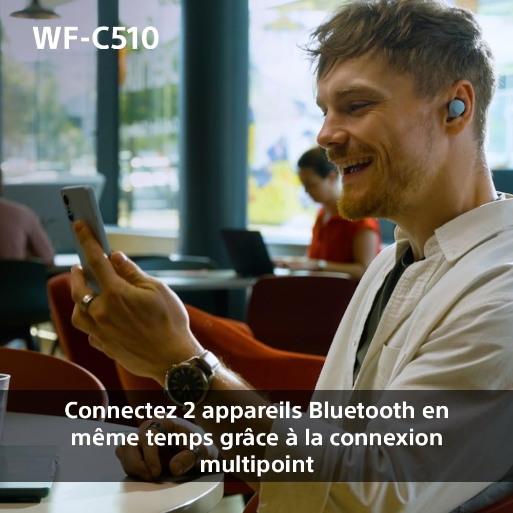 Sony WF-C510 Truly Wireless Kopfhörer - Kleine, leichte Bluetooth In-Ear-Kopfhörer mit Multipoint-Connection, Ambient Sound, IPX4 Rating, Spotify Tap, iOS & Android - blau (Generalüberholt)