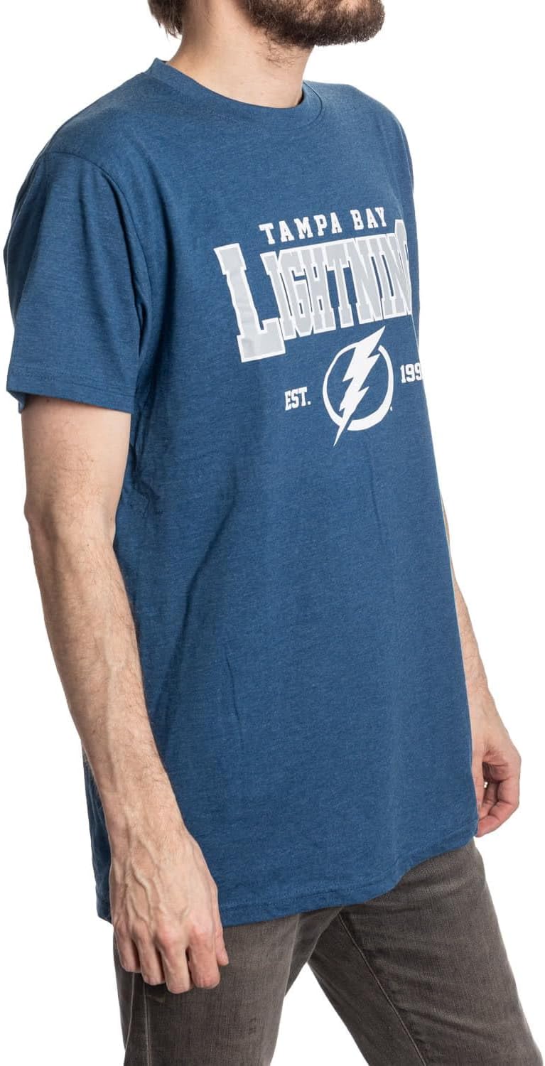 Calhoun NHL Men’s Heather Vintage Style T-Shirt — Screen Printed Logo Tee, Cotton Poly Blend