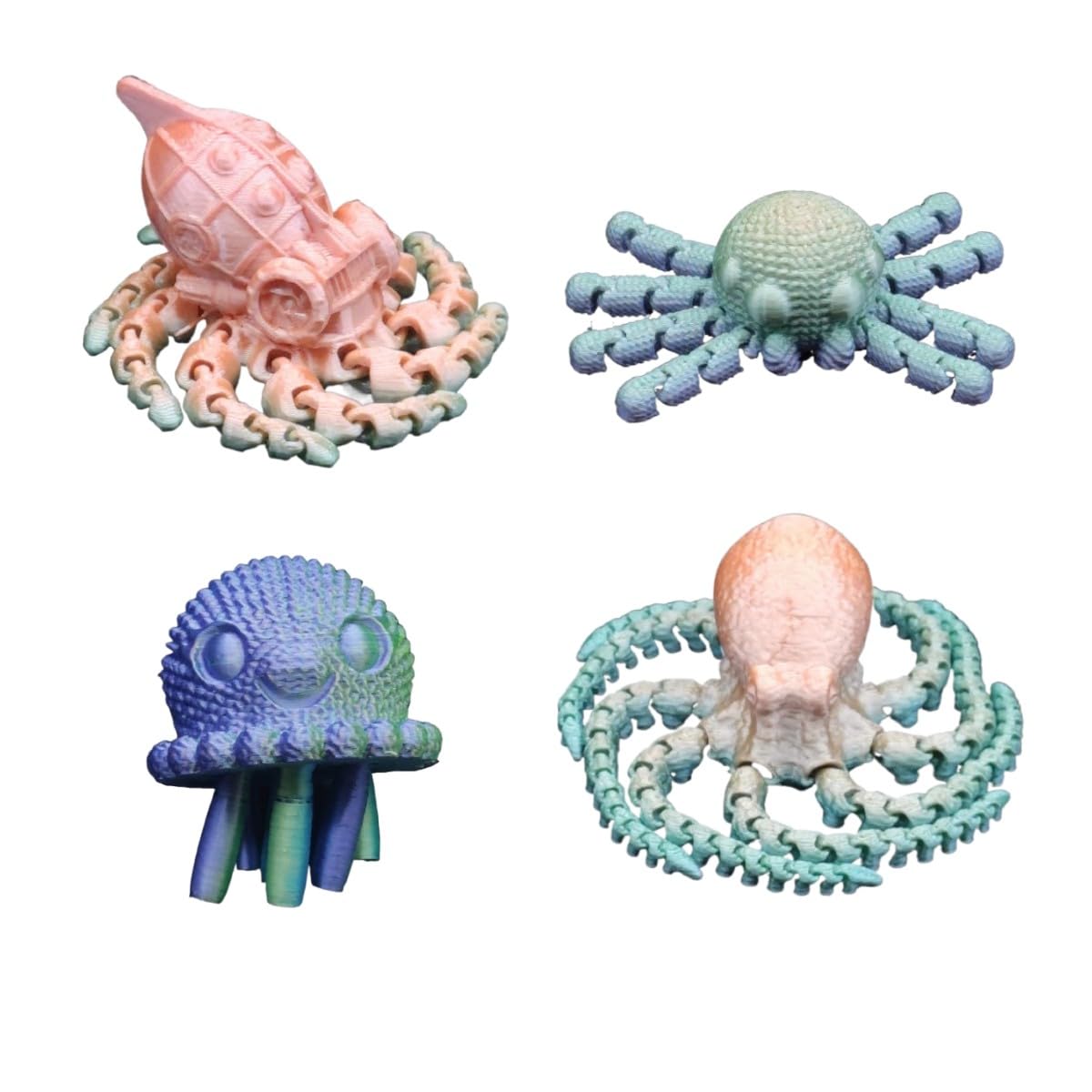 4Pcs 3D Printed Octopus Toy Animals Fidget Articulated Toy Gift for Halloween Christmas Home Decor