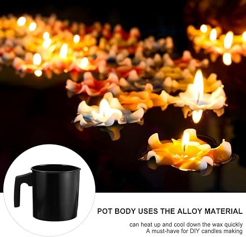 Miniatura 4 de Healifty Olla para hacer velas de 41 onzas, jarra de cera de acero inoxidable para velas, chocolate, jabón (negro)