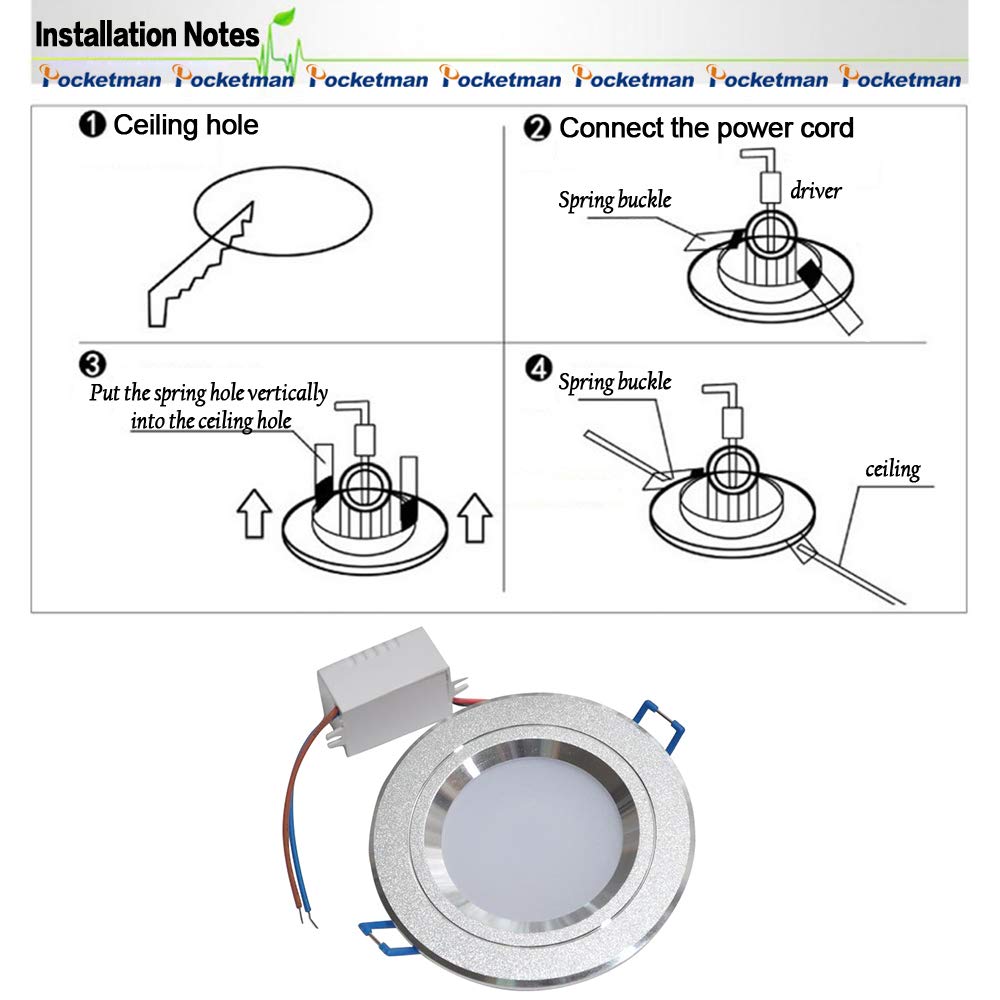 Lampa sufitowa LED do wbudowania w sufit, oświetlenie LED do zabudowy, zimna biel, okrągła, oprawa sufitowa LED, nowoczesne matowe wzornictwo, opakowanie 10 sztuk 5 W, 85-265 V [klasa energetyczna A +]