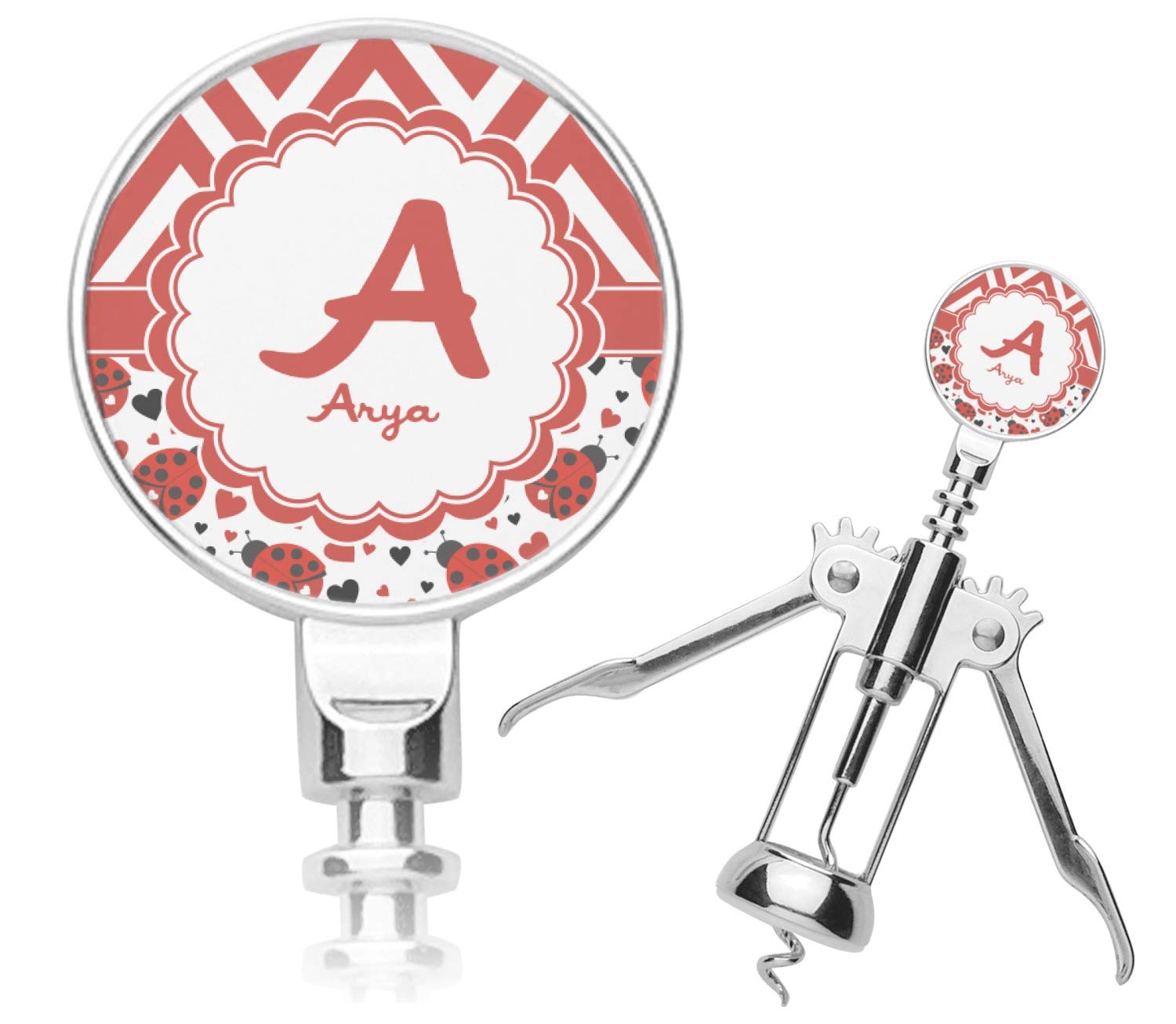 Personalized Ladybugs & Chevron Corkscrew