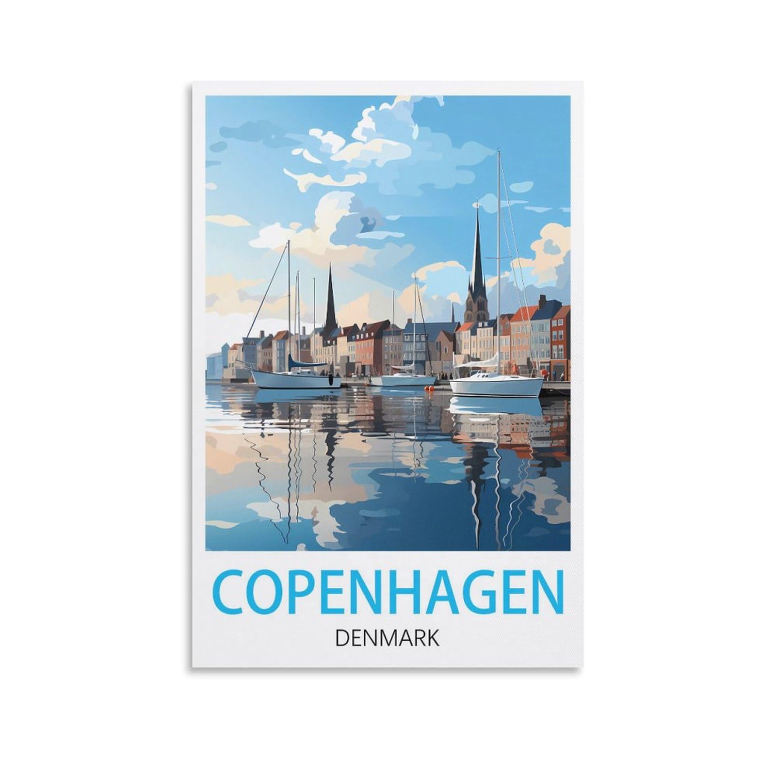 HXHNFERR Denmark Copenhagen Vintage Travel Poster 08x12inch(20x30cm) Canvas Wall Posters And Art Pictures Prints Paintings Bedroom Decor