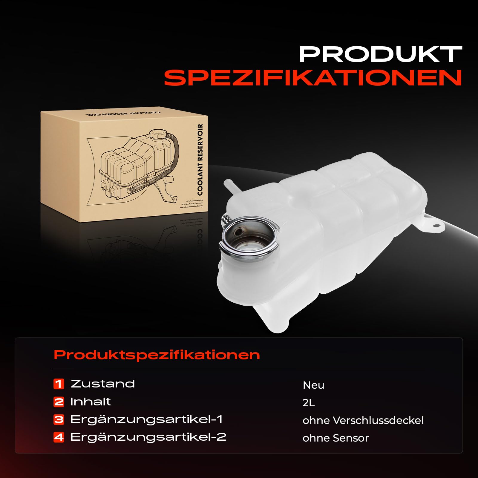 Frankberg Ausgleichsbehälter Kühlmittel Ohne Sensor Ohne Deckel für 124 E-Klasse W124 S124 190 W201 Coupe C124 Kombi T-Model S124 Saloon W124 1982-1996 1245001749