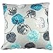 Cushion Case Pillow Cover Square 18x18 Inch Cotton Polyester Blue Grey Leaves
