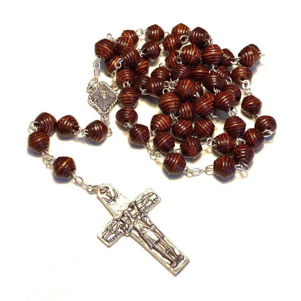 Catholically Dedicated to Pope Francis - Blessed Wooden Rosary - Good Pastor Cross