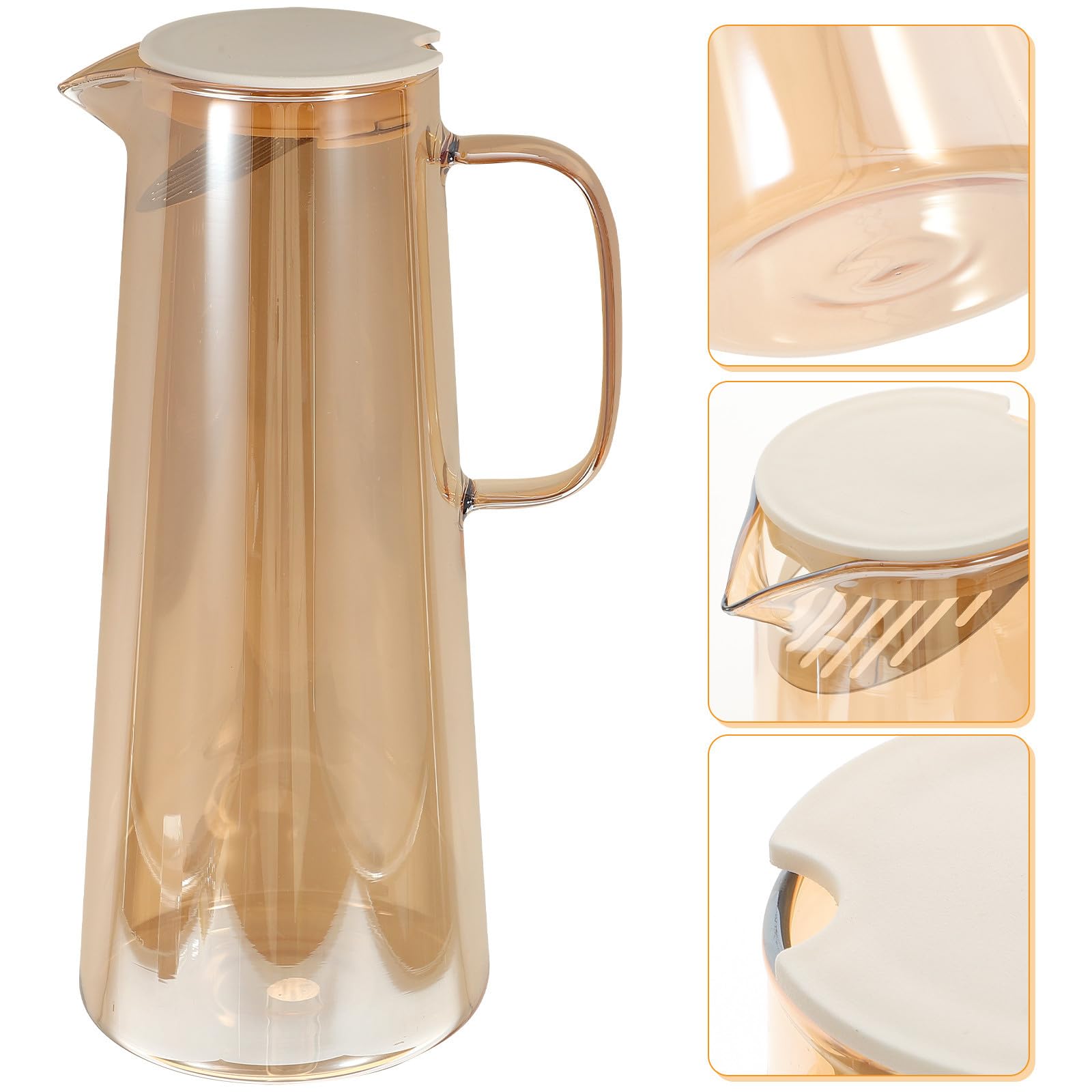 Levemolo Jarra de Vidrio de 1.8 L con Diseño Ergonómico y Acabado Metálico para Dispensar Agua Fría y Jugos con Tapa Transparente y Gran Capacidad