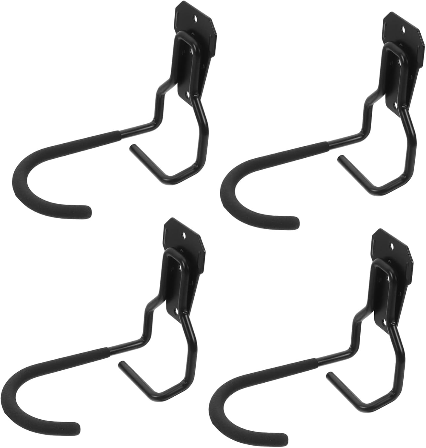 NUOBESTY 4pcs Heavy Duty Garage Wall Hooks Sturdy Wall Mounted Storage Rack for Tools and Lawn Equipment Garage Organization