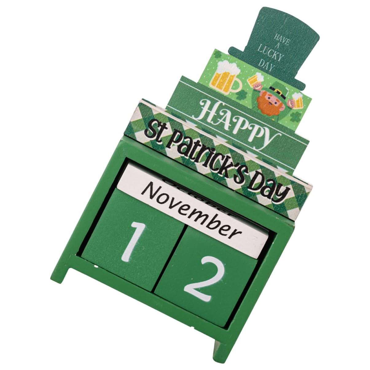 TOPBATHY 5piezas Calendario De Madera Para Día De San Patricio Decoración De Escritorio Festiva Accesorio De Regresiva De Madera Para Día De San Patricio Único Para y Familia