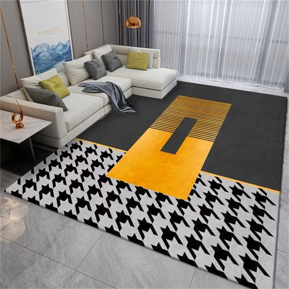 Alfombras Salon Modernas Alfombra Pequeña Entrada Alfombra borrosa Gris Rectangular diseño geométrico sofá Alfombra Resistencia al Desgaste Alfombra Niña 120X170CM
