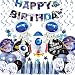 Science Fiction birthday balloons Astronaut Hanging Swirl Decoration Universe Space Happy Birthday Banner with Colorful tassels Space Themed Birthday Party Supplies