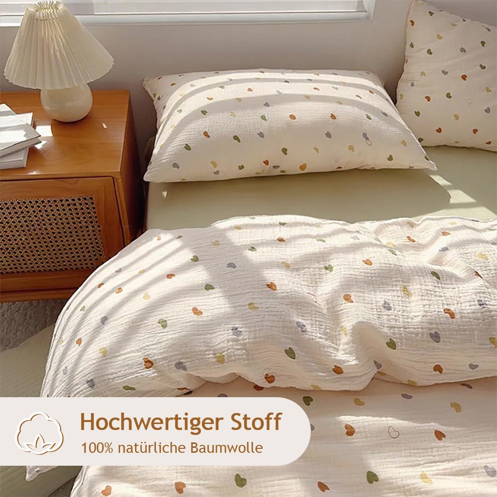 AShanlan Kinderbettwäsche 100x135 Baumwolle Musselin Bettwäsche Mädchen Oeko-TEX zertifizierte Bettbezug mit Reißverschluss