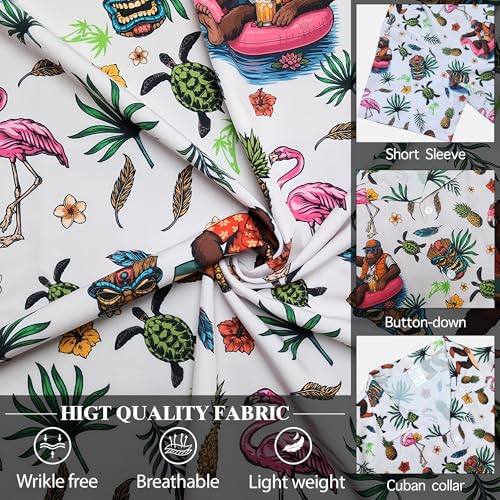 Hawaiian Shirt for Men, Wrinkle Free Lightweight Summer Tropical Floral Button Down Short Sleeve Aloha Shirts4