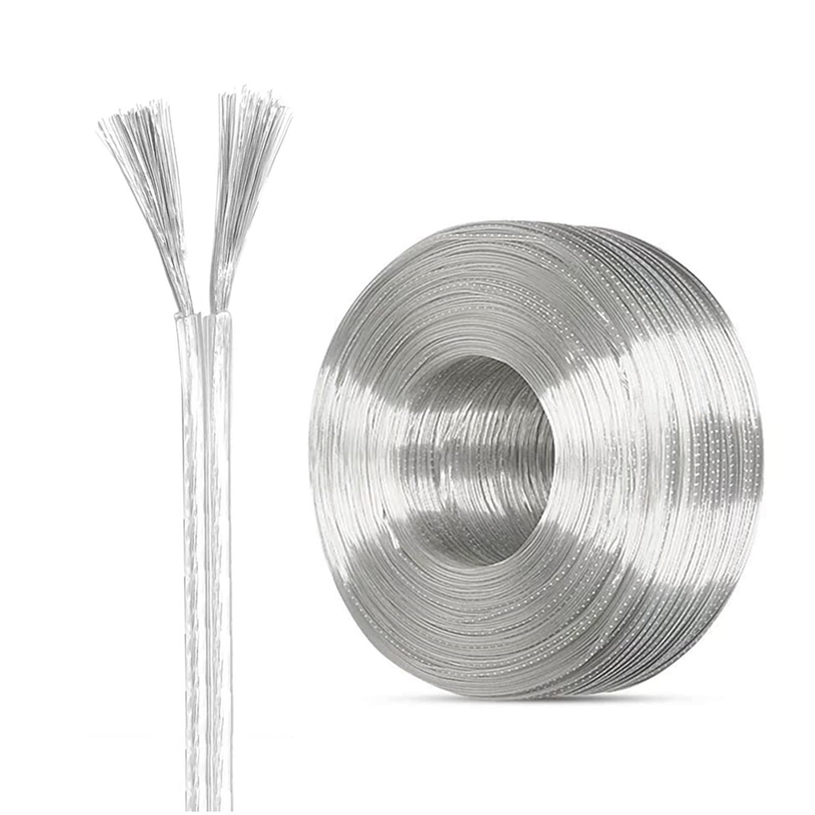 Paralleles Kupferkabel, Verzinnt, Zweiadrig, 24/22/20/18 AWG, Für Werbetafeln, LED-Beleuchtung, Stromkabel, Transparentes Doppeltes Elektronikkabel(33ft,18AWG)