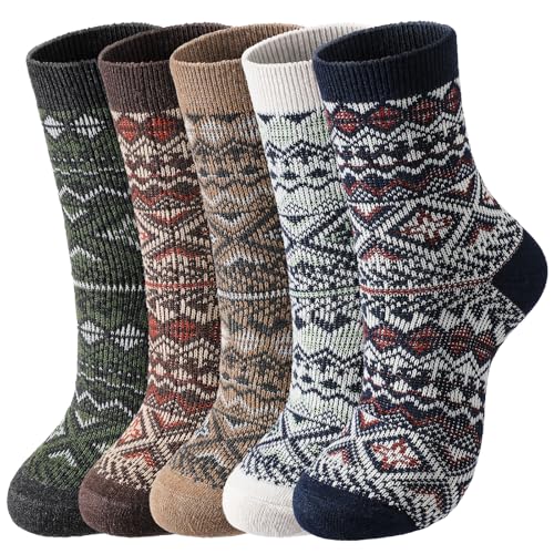 Tavaleu Wool Socks for Women - Winter Soft Thick Warm Socks Vintage Crew Boot Sock Casual