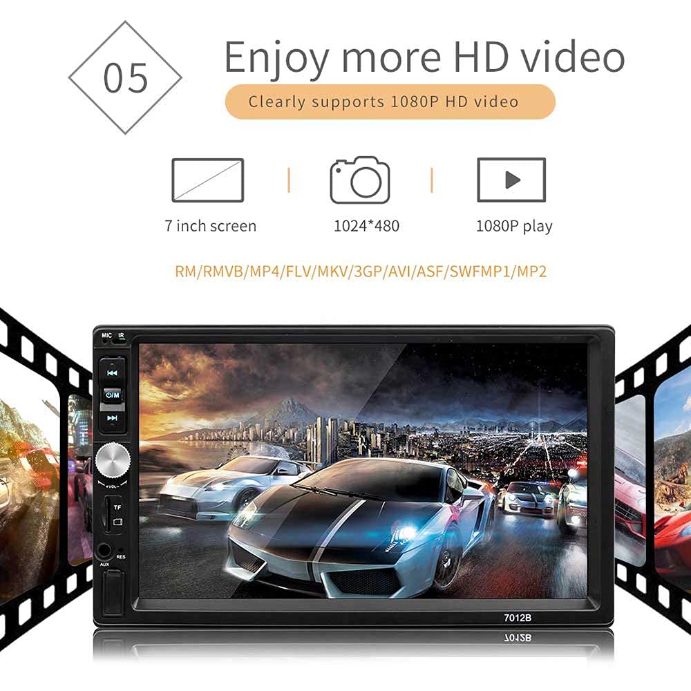 Autoradio 2 Din 7 Pouces Bluetooth Auto Radio Écran Tactile Lecteur Téléphone Android Miroir Lien FM Autoradio AUX TF/SD USB + Caméra de Recul Auto Stéréo Hodozzy Double Din Radio Voiture