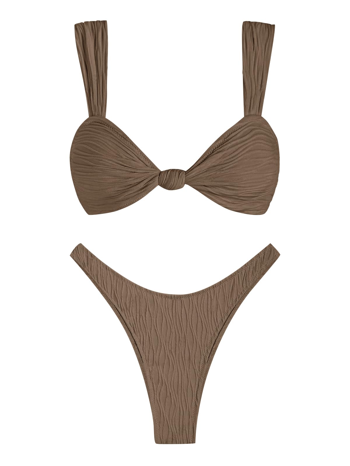 ZAFUL 2025 Cheeky Bikini Sets for Women High Cut Swimsuit Textured Ribbed Bikini Thong Bathing Suit