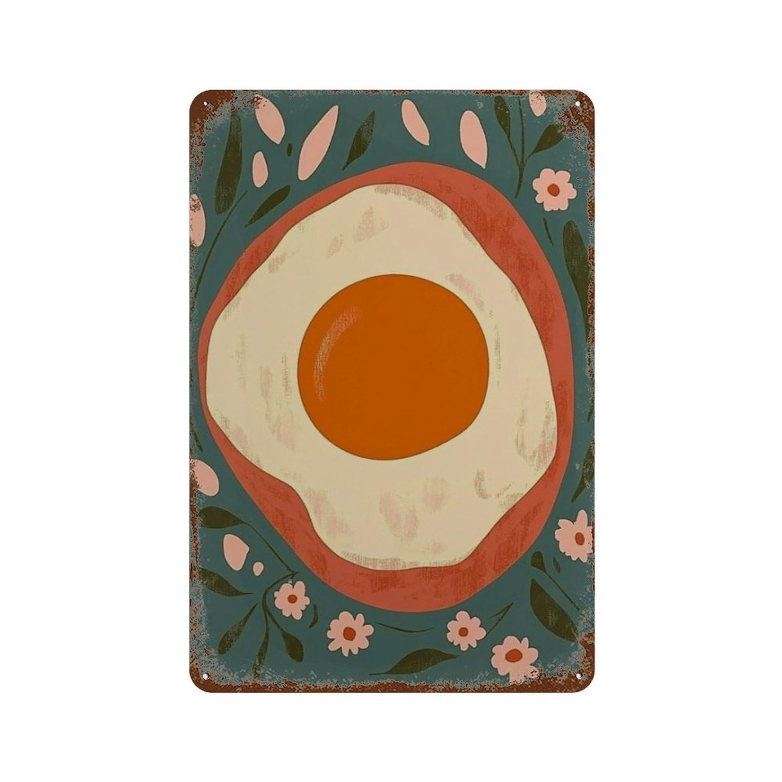 xiaoxiaoshen Fried Egg Kitchen Minimal Food Breakfast Modern Wall Decor Art Metal Tin Poster Modern Home Decor Art Home Bar Shop Decorations Vintage Sign 30x20cm
