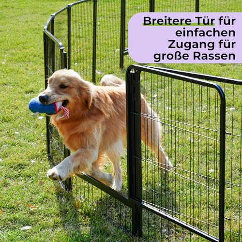 SunsGrove 6-teilig Welpenauslauf 80cm Hoch, Schwerlast Hundestall für drinnen mit 1 Türen, Anti-Rost Hundezaun, Automatische Verriegelung, Pet Playpen for Yard RV Camping, Schwarz
