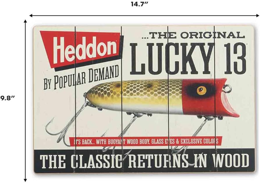 Amazon.com: Heddon Fishing Lure Lucky 13 Wood Wall Decor - Vintage Amazon.com: Heddon Fishing Lure Lucky 13 Wood Wall Decor - Vintage