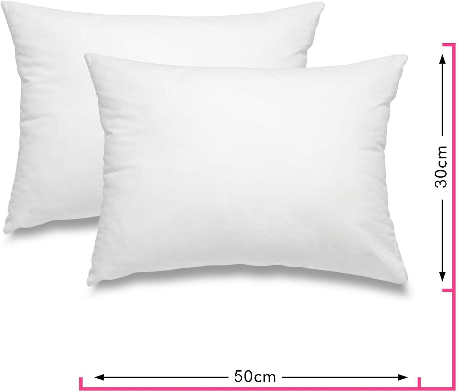 wometo Set of 2 Feather Cushions, 100 % Feathers, OekoTex Certified Pillow, Cotton Cover, White, Inner Cushion, Small Pillow (Many Dimensions) | Filling cushion, sofa cushion with cover, 100% cotton, white (inner cushion / cushion filling) 30 x 50 cm